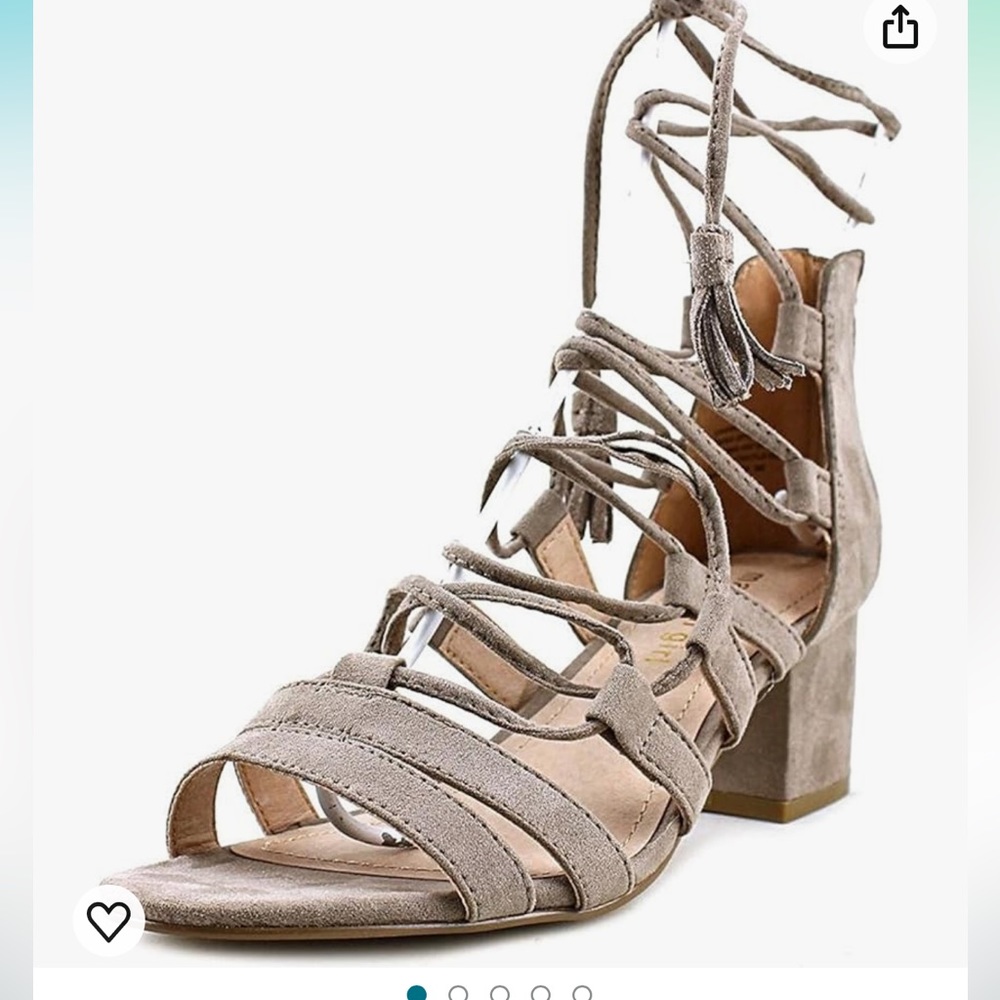 Madden Girl Taupe Suede Lace-Up Block Heel Sandals